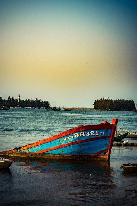 A boat underwater