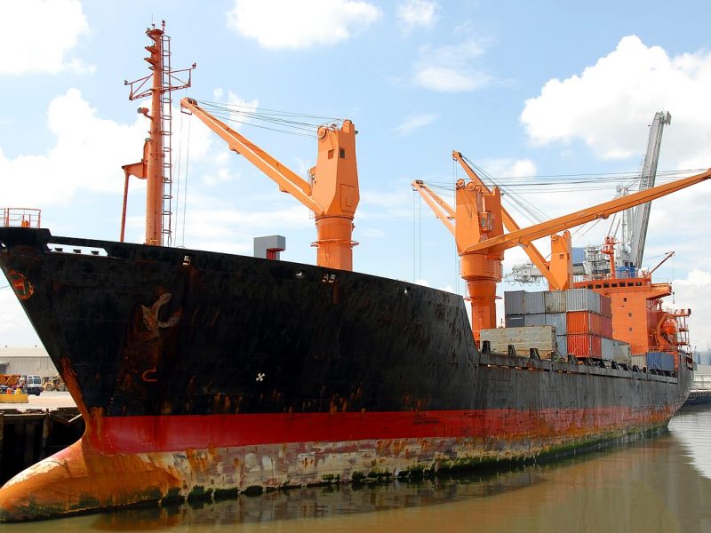 A cargo ship ready to sail