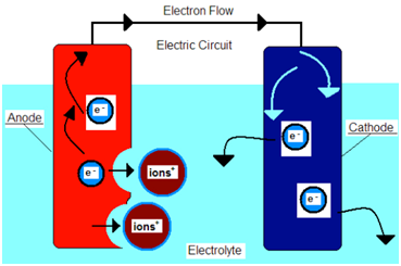 Different parts of a corrosion cell