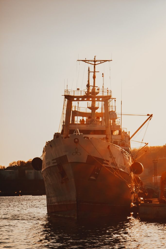 A ship ready for underwater inspection