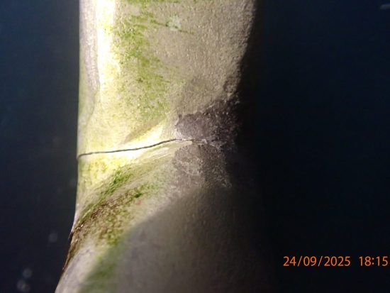 Crack found in a propeller blade